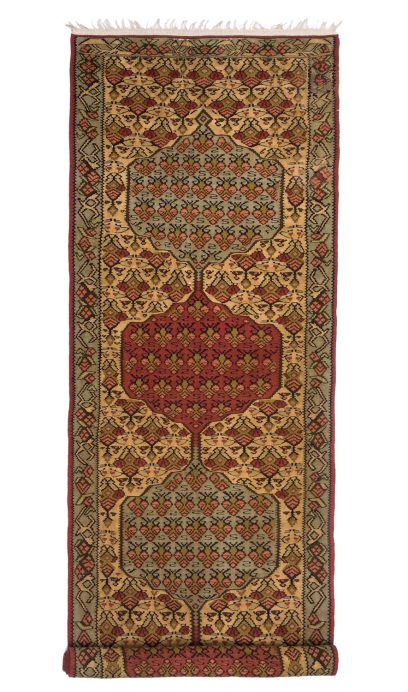 Old Seneh Kilim Rug 369cm x 87cm / 12'1'' x 2'10''