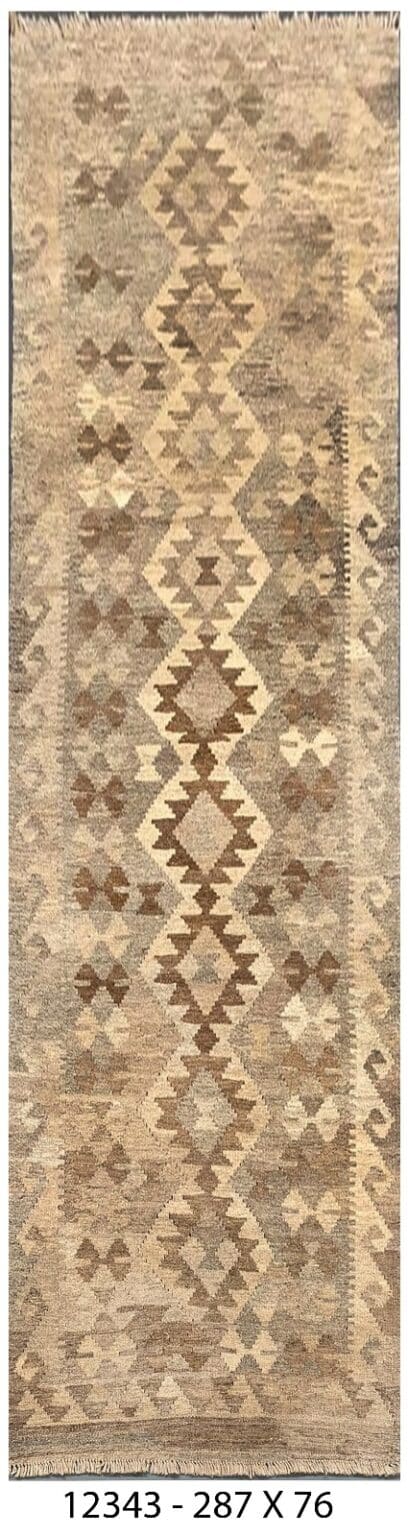Maimana Natural Kilim 287cm x 76cm / 9ft 5in x 2ft 6in