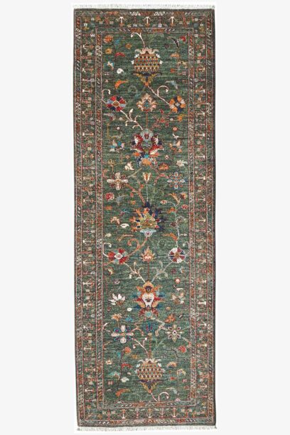 Sultani Runner 240cm x 83cm / 7ft 11in x 2ft 9in / Green