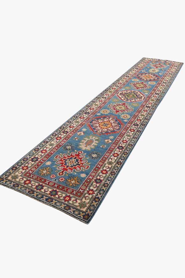 Village Kazak Runner 385cm x 80cm / 12ft 8in x 2ft 8in - Image 7